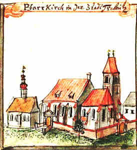 Pfarr Kirch in der Stadt Trebnitz - Koci parafialny, widok oglny